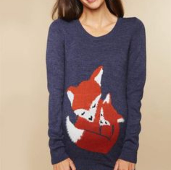 Motherhood Maternity Novelty Blue Momma Fox & Baby Maternity Sweater - Picture 10 of 10